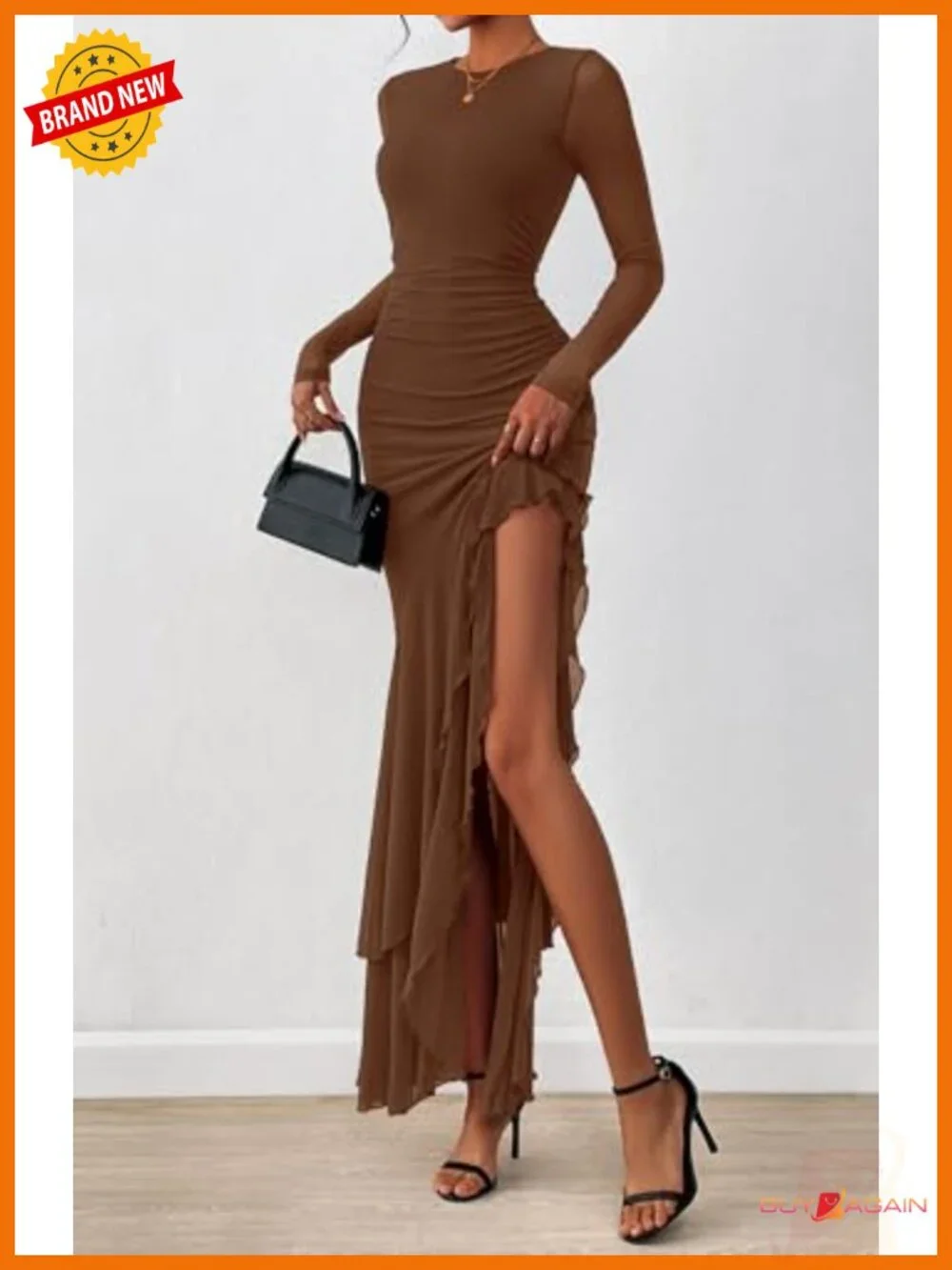 Women's Maxi Dress Long Sleeve Wedding Guest Cocktail Mermaid Formal